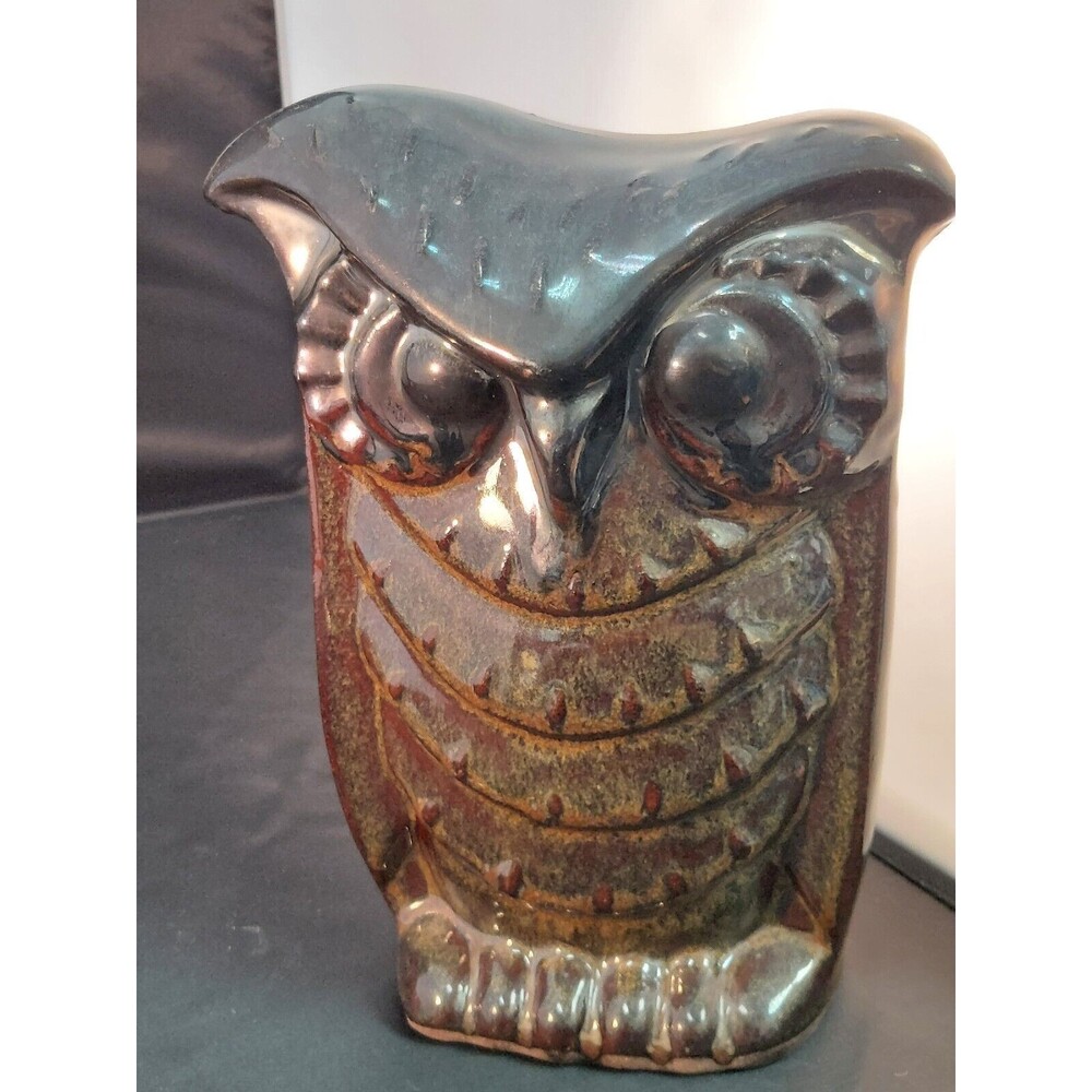 Vintage Apropos Home Collection Glazed Ceramic Wise Owl Brown Ombre Decor 8.5"